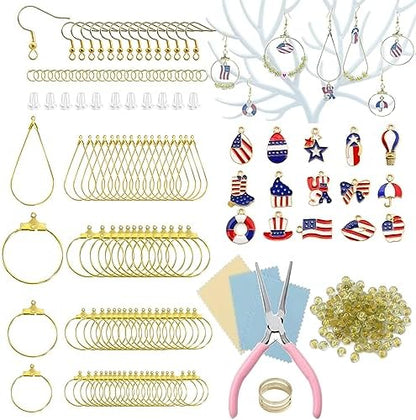 XKCWXY Professional 415Pcs Jewelry Making Supplies for Adults - Earring Findings Components with Hoops, Hooks, Jump Rings,Accent Beads and Charms, Craft Tools Included by XKCWXY