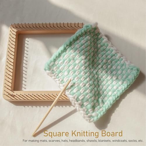 SALALIS Mini Knitting Loom, Square Knitting Tool with Hooks Wooden Crochet ard Square Knitting ard for Weaving Mat Hairband Blanket Sock Making Cushions (Large) - Image 4