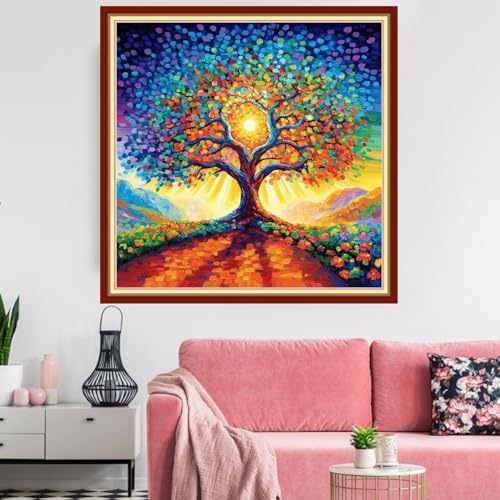 Redxing Stamped Cross Stitch Kits Embroidery kit for Beginners Adults Full Range of Embroidery Patterns Starter Kits DIY Printed Cross Stitch Kits Needlepoint Kits 11CT-Magical SunTree 18x18 inchs - Image 2