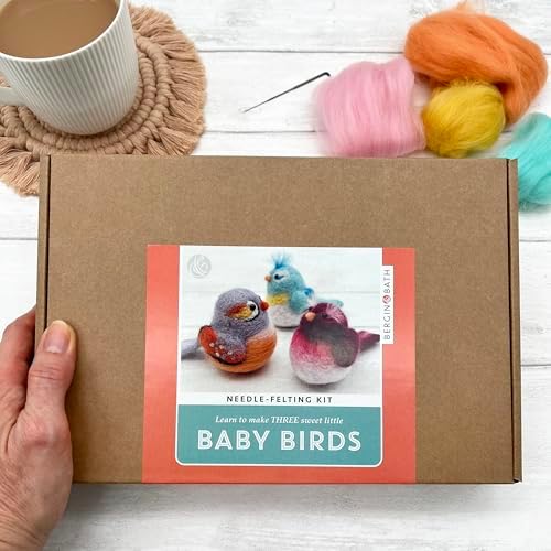 Bergin & Bath Needle Felting Kit Baby Birds - Adult and Teen Arts and Craft Kit for Making Three Little Wool Needle Felted Bird Decorations - Image 5