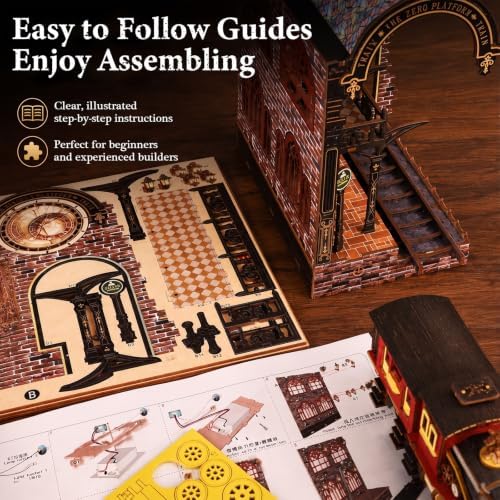 Book Nook Kits for Adults, 3D DIY Miniature Wooden Puzzle with LED Light, Adult Crafts Kits, House Bookshelf Decor, 231 Pieces Model Building Gift for Adults & Teens (Zero Platform) - Image 4