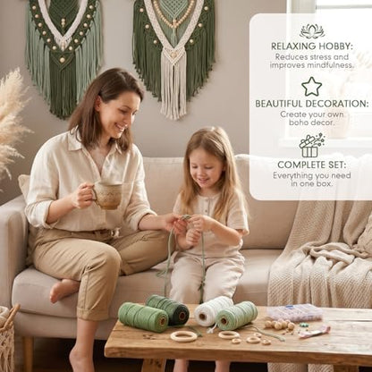 Rivvlive Macrame Kit for Adults Beginners 249 Pcs, 436yd 3mm Cotton Macrame Cord Wood Rings Dowels and Beads Needle Threader Gift Box & Digital Instruction Book for Bohemian Decor Craft Projects - Image 5