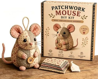Odetina Patchwork Mouse DIY Sewing Kit, Handmade Craft Ornament Set (B2) by Odetina