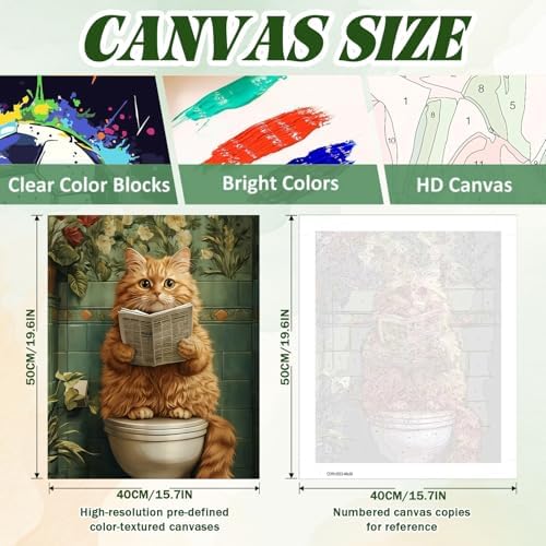 ICYANART Cat Paint by Numbers Kit for Adults Beginner Funny Number Painting - Image 3