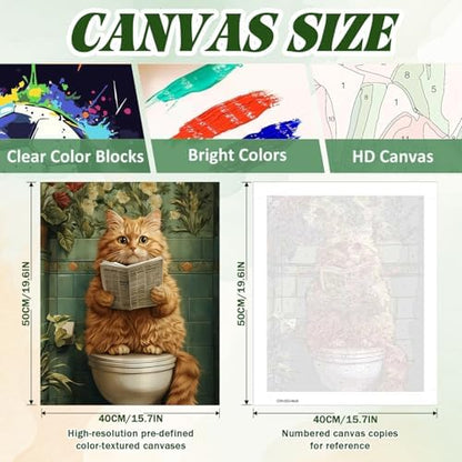 ICYANART Cat Paint by Numbers Kit for Adults Beginner Funny Number Painting - Image 3