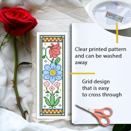 ORIGACH 6 Set Medieval Garden Flower Cross Stitch Bookmark Kit for Beginner - Image 3