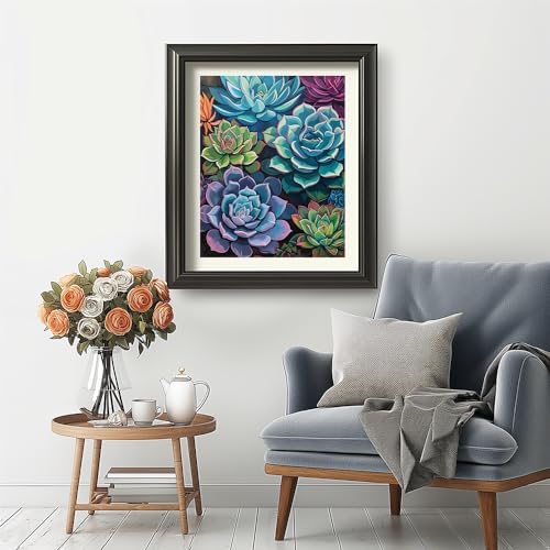 Natuyalo Paint by Numbers for Adults Beginner, Succulent Plants Acrylic Easy Paint by Numbers Kits Garden Landscape Craft Kits for Adults Suitable for Home Wall Decoration Flameless 16x20 Inch - Image 3