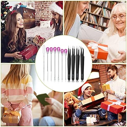 11 Pcs Silicone Resin Mold Tools Set Stirring Needle Spoon Tool Tweezers Precision Kit, Anti-Static Electronics Tweezers Set for Resin Art Crafts,Jewelry Making,DIY Epoxy Casting Molds(Rose Red) - Image 6