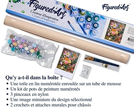 Figured'Art Paint by Numbers Kit for Adults Flowers in 16"x20" - Craft Art Painting DIY Kit Rolled Canvas Without Frame - Image 5