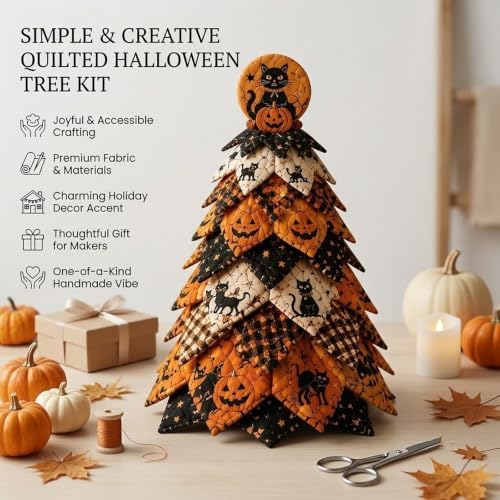 HZSprance DIY Quilted Christmas Tree Kit –3D Fabric Patchwork Kit(YellowB) - Image 3