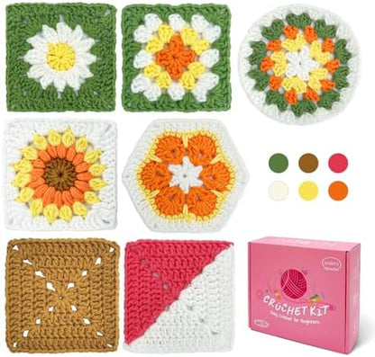 SGIBYN Granny Squares Crochet Kit for Advanced Beginners with Video by SGIBYN