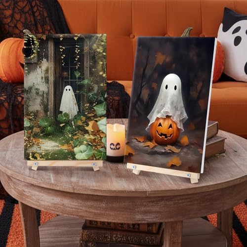 YooNotee 6 Pack Halloween Paint by Numbers with Easels Brushes, Ghost - Image 5