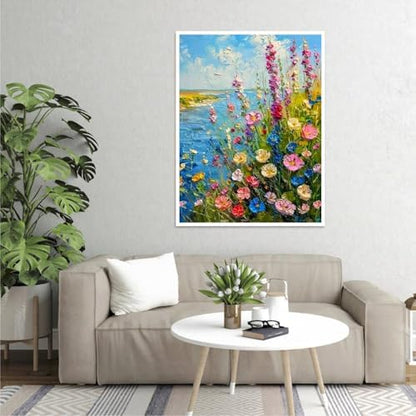 YarnMate Wild Flowers Paint by Numbers for Adults,Paint by Number for Adults Beginner,Easy Acrylic Paint by Number on Canvas for Relax and Home Wall Decor 16X20 Inch (Without Frame) - Image 4