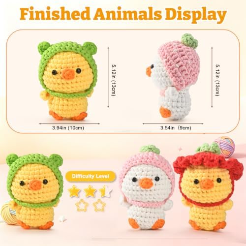 Crochet Kit for Beginners 3 PCS Duck Animal Crochet Set, Ideal Crochet Gift - Image 5