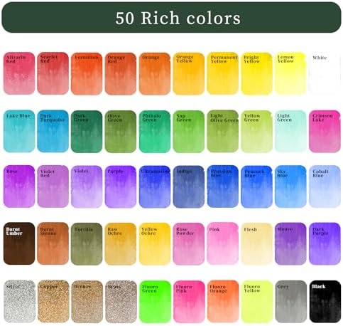 Artecho 50-Color Watercolor Paint Set, Compact Travel Tin Case - Image 2