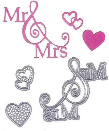 Letter Thank You Mr&Mrs Best Wishes Happy Anniversary Heart Metal Cutting Dies Stencil DIY Scrapbooking Embossing Tool DIY Paper Cards Album Decoration (Mr & Mrs) by ZbFwmx