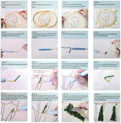 HYINUS DIY Punch Needle Kit for Beginners, All-in-One Embroidery Starter Set for Adults & Teens with Pre-Stamped Fabric, Soft Yarn & Adjustable 7.87IN Hoop for Wall Art & Home Decor Craft (Black Cat) - Image 4