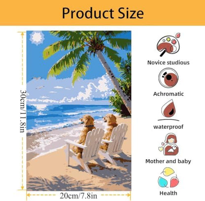 Mowana Beach Paint by Numbers Kit for Adults Beginners, Golden Retrievers Adult Painting Kit by Numbers with Frame and Easle, Stretched Canvas Paint by Number Kit, 8x12inch - Image 5