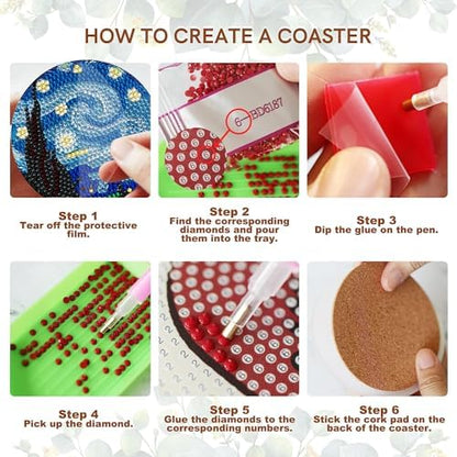 EWJRNSF 6 PCS Landscape Diamond Art Coasters Kit with Holder for Adults - Image 3