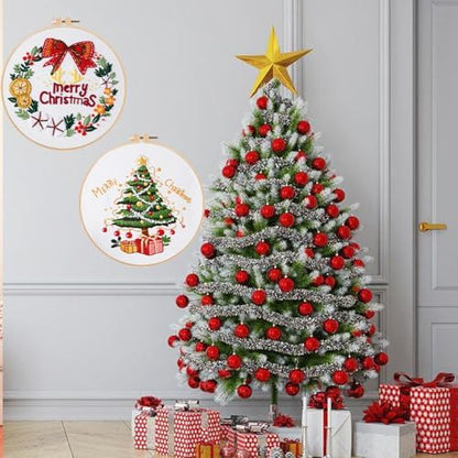 Topapfo Christmas Embroidery Kit for Beginners Adults, Needlepoint Cross Stitch Starters Kits Hand Embroider Craft with Embroidery Stitches Instructions Hoops Threads - Image 4