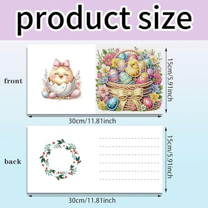 DIZAKIM 6-Piece Christmas-Themed Diamond Painting Greeting Cards Christmas Eve DIY Craft Kit Birthday Gift (Easter) - Image 2