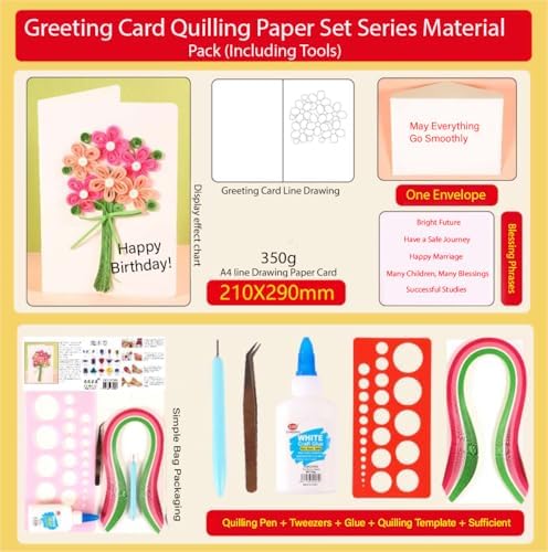 Wizardi Greeting Card Making Kit. Flowers DIY Quilling Kit F07M3-5-FL5 - Image 2