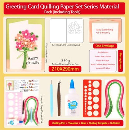 Wizardi Greeting Card Making Kit. Flowers DIY Quilling Kit F07M3-5-FL5 - Image 2