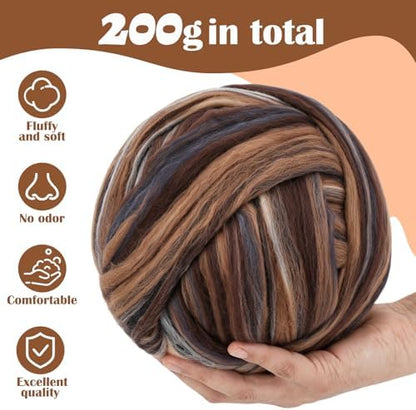 7.02 oz Colored Wool Roving Felting Wool Bulk Needle Felting - Image 2