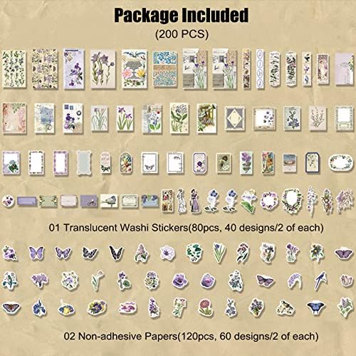 Esweny 200PCS Vintage Scrapbooking Supplies Kit, Scrapbook Sticker Paper Pack for for Planners Aesthetic Cottagecore Room Decor Wall Art Collage Album - Image 2