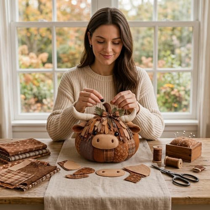 DIY Animal Pumpkin Sewing Kit -Halloween DIY Pumpkin Patchwork Craft Kit,Harvest Fabric Animal Craft Set for Adults Beginners,Autumn Thanksgiving Home Ornament Craft Kit，Owl - Image 4