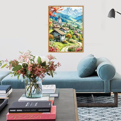 Ycydilirab Landscape Paint by Numbers for Adults-Paint by Number Scenery,DIY Acrylic Paint by Numbers Kits on Canvas Village Drawing Colorful Paintworks Artwork for Adults Beginner 16x20inch - Image 2