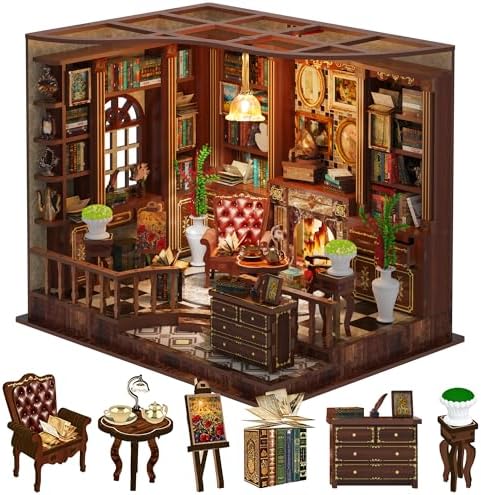 SUNNINO Book Nook Kits for Adults, DIY Miniature Dollhouse Kit by SUNNINO