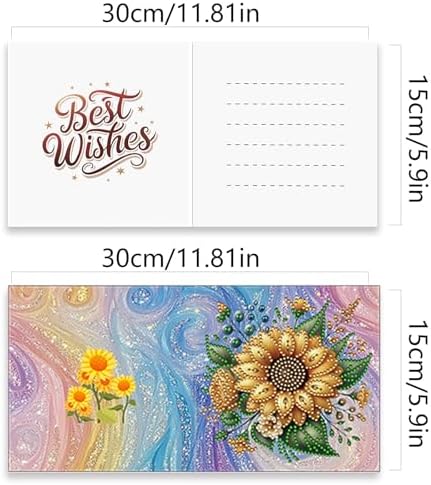 Diamond Painting Greeting Cards 12 Pack Sunflower DIY Kit with Special Shaped Rhinestones, Envelopes & Thick Cardstock, Handmade Craft for Adults, Spring & Summer Gift, Creative DIY Art Card Set - Image 5