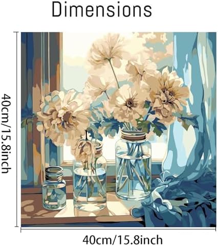 AALBLAC Paint by Numbers Kit for Adults, Flowers Paint by Numbers on Canvas for Beginners, Acrylic Easy Painting Number Kits for Gift Decor - 16x16 Inch - Image 2