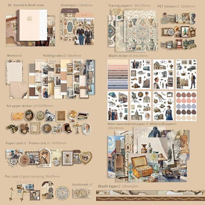 Museum Scrapbooking Supplies Kit, A6 Notebook, Vintage Junk Journaling Kit - Image 2