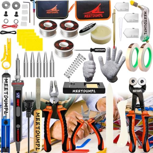 Stained Glass Kit，Stained Glass Supplies，Stained Glass Kits for Adults，with 100W Soldering Iron Kit,2mm 60/40 solder wire，Glass Cutter Tool Kit,for Stained Glass Making.(1) by Focusingonmakingheatpresse