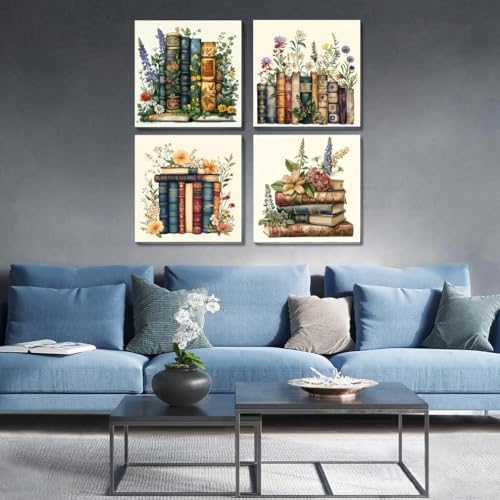 Fotasmua 4 Pack Framed Paint by Numbers for Adult, Book Paint by Numbers Kit for Adults Kids, DIY Flowers Acrylic Painting on Canvas for Home Wall Art Decor 8 x 8 Inch - Image 2