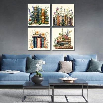 Fotasmua 4 Pack Framed Paint by Numbers for Adult, Book Paint by Numbers Kit for Adults Kids, DIY Flowers Acrylic Painting on Canvas for Home Wall Art Decor 8 x 8 Inch - Image 2