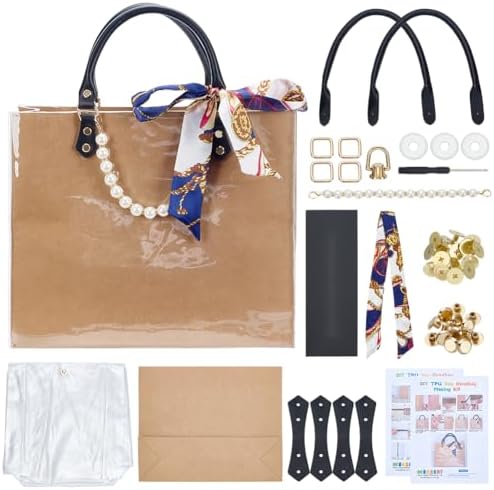 WEBEEDY DIY Tote Bag Handbag Making Kit for Adults Beginners Kraft Paper Bag DIY Kit with Handbag Bottom and Handle, Handmade Purse Making for Women Birthday Christmas Party Gift, 13x10.6x4 Inch by WEBEEDY