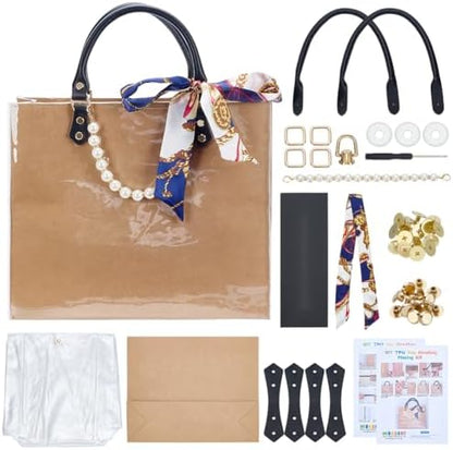 WEBEEDY DIY Tote Bag Handbag Making Kit for Adults Beginners Kraft Paper Bag DIY Kit with Handbag Bottom and Handle, Handmade Purse Making for Women Birthday Christmas Party Gift, 13x10.6x4 Inch by WEBEEDY