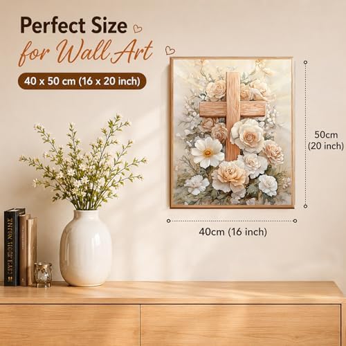 AUKELHJ Paint by Numbers Kit for Adults Beginner, Cross, 16X20 Inch - Image 3