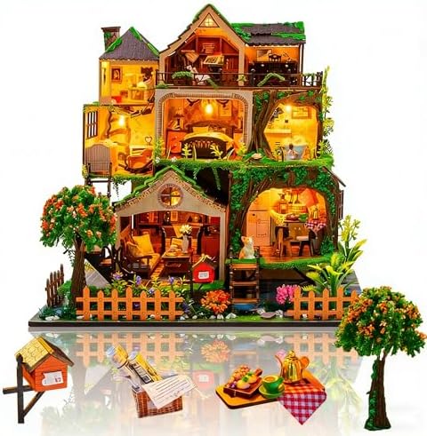 DIY Miniature House Kit, Dollhouse Kit to Build for Adults, Forest Treehouse by Weservehomeforbetterlife