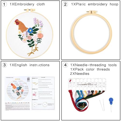 Crafmanoe Hand Embroidery Kits for Beginners Adults, Floral Stamped Cross Stitch Kits for Beginners Adults, Funny Embroidery Set Needlepoint Starter Kits, Embroidery Hoops, Fabric and Video Tutorial - Image 2