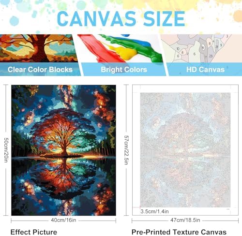Paint by Numbers Kit for Adults, Tree of Life Acrylic Canvas Painting Set - Image 3