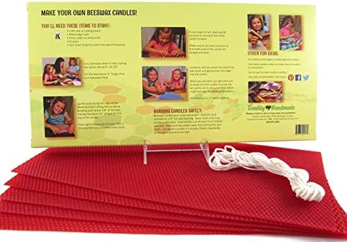 Make Your Own Beeswax Candle Starter Kit - Includes 5 Full Size 100% Beeswax Honeycomb Sheets in Red and Approx. 6 Yards of Cotton Wick. Each Sheet Measures Approx. 8" x 16 1/4". - Image 2