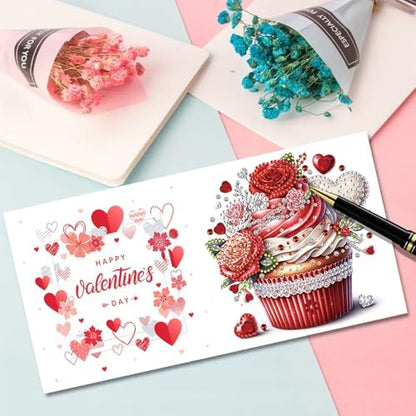 DIY Diamond Greeting Cards Set, 5D DIY Diamond Art Painting Festival Style Greeting Card, DIY Christmas Card Making Kits for Family Friends Handmade Gift-#15-6PC Cupcakes - Image 5