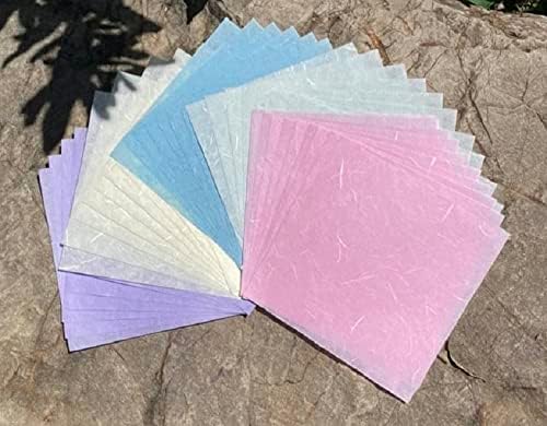 Natural Fiber Mulberry Paper Sheets 6 x 6 Inches, 50 PCS Handmade Craft Paper for Origami, Scrapbooking, Card Making, DIY Decoration, Mixed Media Art (Pastel Color, 6x6 Inch) by RATREE888