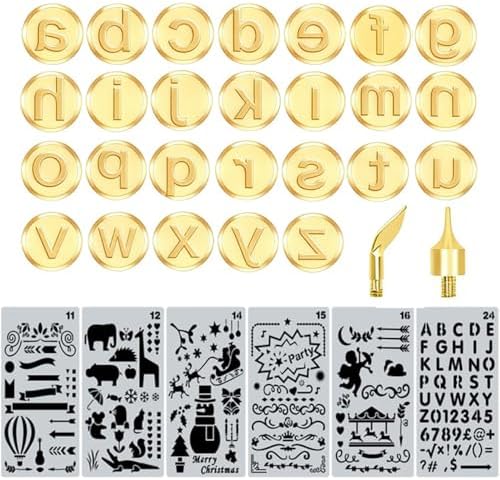 Wood Burning Tips Letters Uppercase Alphabet Branding and Personalization Set for Wood and Other Surfaces by Wooden Letters (coppery) by Ryoma