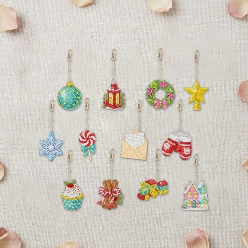 LAKEQUILL Festive Holiday 12 Pcs 5D Diamond Painting Keychain Kit - Image 3
