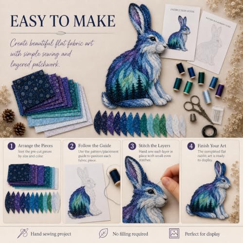 Northern Lights Animal Embroidery Kit DIY Fabric Patchwork Craft Set (R+O) - Image 5